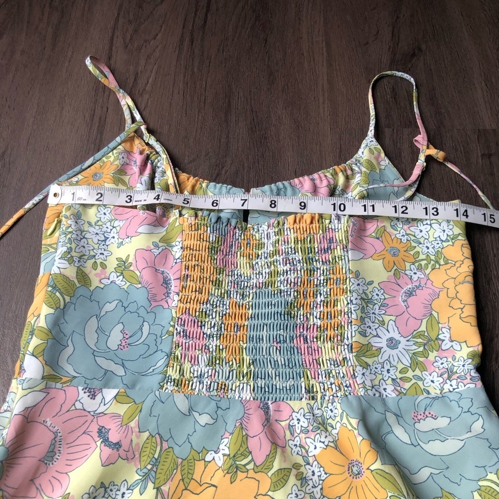 WAYF Floral Tie-front Mini Dress Size Small Retro Hippie Sundress Babydoll - Picture 6 of 9